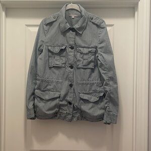 GAP Striped‎ Utility Jacket in Navy and White